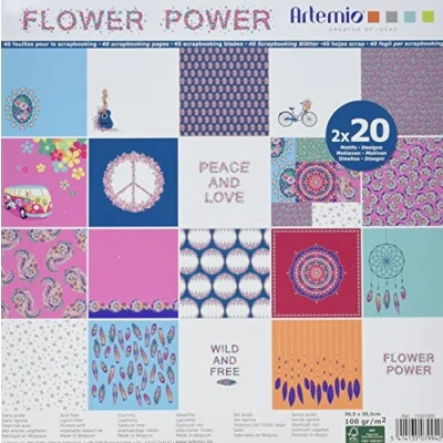 Obrázek Artemio Flower Power Set 40 Scrapbooking, Papier, Mehrfarbig, 30,5 x 1 cm