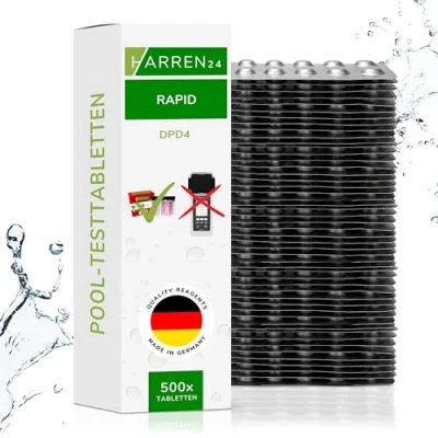 Obrázek harren24 Rapid testovací tablety pro třepací testy, DPD 1 bez chlóru/DPD 4 aktivní kyslík/fenol Red hodnota pH, 50x, 100x, 250x, 500x, tester vody (DPD4 / 500 tablet)
