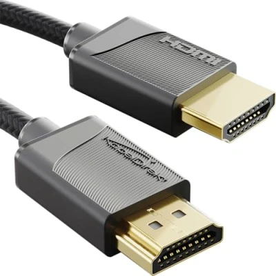 Obrázek KabelDirekt kabel 8K/4K HDMI 2.1 1 m tenký ultra slim kabel, opláštěný FlexMesh Braiding (8K@60 Hz, 48 Gbit/s, nejnovější standard, herní pro PC/PS5/Xbox, monitor/TV/Beamer, černý)