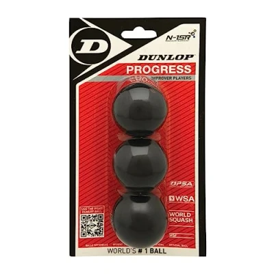 Obrázek Dunlop Squashové míčky Progress červené, 3 kusy v blisteru, pro rekreační a hobby hráče rychlost středně rychlá, pokrok