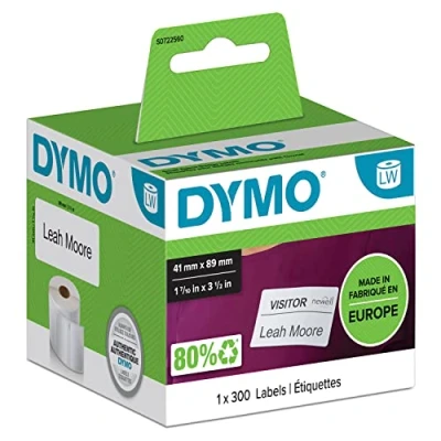 Obrázek DYMO Originální etikety LabelWriter pro malé jmenovky 41 mm x 89 role s 300 snadno odstranitelnými štítky samolepicí tiskárny štítků a popisovací zařízení