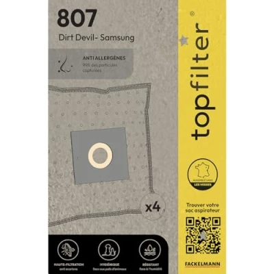 Obrázek TopFilter 807, 4 sáčků do vysavače pro Samsung A Dirt Devil, z netkané textilie, kusy (30 x 26 0,1 cm)