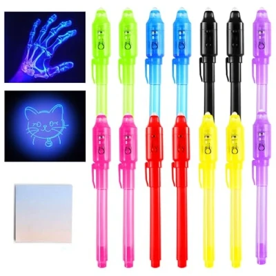 Obrázek DazSpirit 14 Stück Geheimstift Notizbuch Partytüte Füller für Jungen und Mädchen, Zauberstift mit UV Licht Kinder, Unsichtbarer Stift Spy Pen zum Schreiben Geheimer Nachrichten