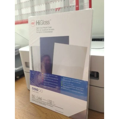 Obrázek GBC CR121870 kryt HiGloss Combo, karton s fólií, 250 g/m2, 50 kusů, transparentní/bílá