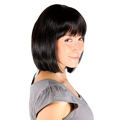 Obrázek WIG ME UP Paruka 7803 2 černá jako Mia z buničiny Fiction Bob rovné vlasy po bradě
