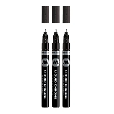 Obrázek Molotow Liquid Chrome Marker 2,0 mm (metalická tužka se speciálním inkoustem s pravým zrcadlovým efektem pro modelářství, graffiti a hobby) 3 kusy chrom