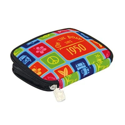 Obrázek BRISA VW Collection Volkswagen Neopren Geld Börse Beutel Smart Wallet im T1 Bulli Bus Design 16 cm (Surf/Bunt)