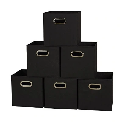 Obrázek Haushalt Essentials 6 Stück Gewebe Aufbewahrung Cube Mülleimer Set mit Griffen, Marineblau schwarz