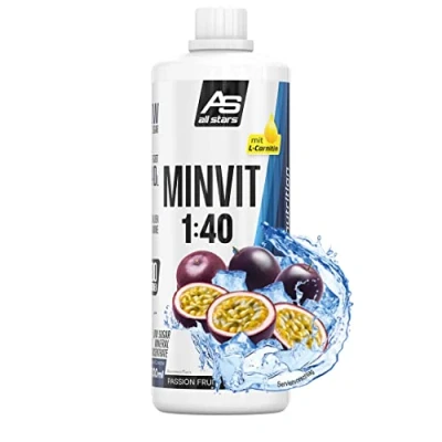 Obrázek All Stars MINVIT Maracuja nápojový koncentrát 1 L I sirup vč. vitamínů a minerálů pro 40l nápoje Sport nápoj bez cukru s karnitinem