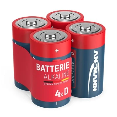 Obrázek ANSMANN Alkalické baterie Mono D LR20 1,5 V, 4 kusy, s dlouhou životností a zabezpečené proti vytečení, ideální pro rádio, modelářství, LED kapesní svítilna, hračky