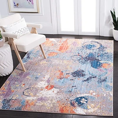 Obrázek SAFAVIEH Traditionell Teppich für Wohnzimmer, Esszimmer, Schlafzimmer Bristol Collection, Kurzer Flor, Grau und Blau, 155 X 229 cm