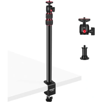 Obrázek NEEWER Výsuvný stolní držák kamery s kulovou hlavou 1/4&quot;, nastavitelný 17&quot; 40&quot; stojan na světla 1/4&quot; šroubovacím adaptérem a C svorkou pro DSLR kameru, kruhové světlo, živý přenos, vlog, max.