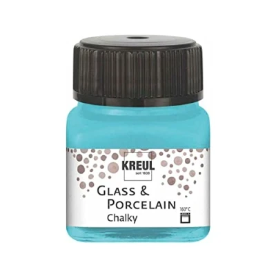 Obrázek KREUL 16638 Glass &amp; Porcelain Chalky Ice Mint, 20 ml sklo, jemná matná barva na sklo a porcelán vodní bázi, rychleschnoucí, krycí