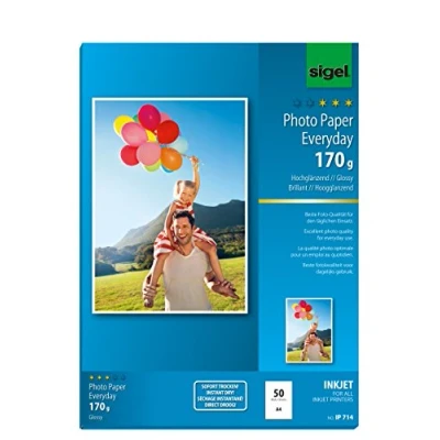 Obrázek SIGEL IP714 InkJet fotopapír s vysokým leskem, bílý, 170 g, A4, 50 listů, pro vysoce kvalitní fotografie