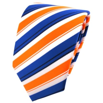 Obrázek Krásné kravata TigerTie v oranžové barvě Modrá Černá Bílá pruhovaná páska Tie