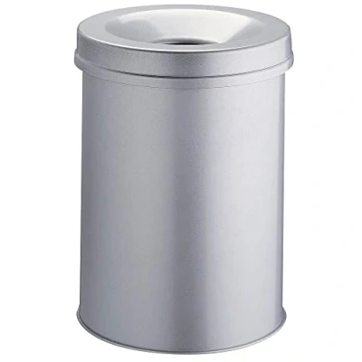 Obrázek Durable Koš na papír Safe kulatý, samozhášecí víko, 15 litrů, šedý, 330510