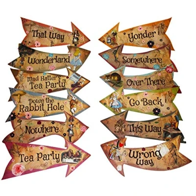 Obrázek ASVP Shop Alenka im Wunderland party cedule ve vintage stylu, štítky na šipky / Mad Hatters rekvizity čajovou party, 12 kusů