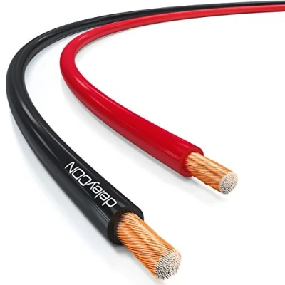 Obrázek deleyCON 10m reproduktorový Kabel 2x 2,5 mm² k boxu CCA hliník potažený mědí 2 x 50 0,25 mm lanko označení polarity červená/černá