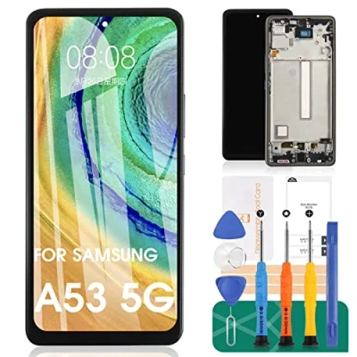 Obrázek TFT Ersatz LCD Display für Samsung Galaxy A53 5G SM A536, Touch Digitizer Reparatur Set mit Rahmen (Schwarz, keine Figurendruck Funktion)