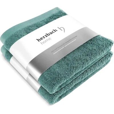 Obrázek herzbach home Premium ručníky 50 x 100 cm, 2dílná sada (oceánově zelená) vysoce kvalitní, měkké a savé v nejlepší kvalitě 100% přírodní bavlna