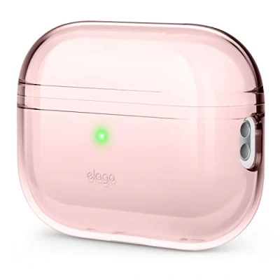 Obrázek elago Transparente Schutzhülle, kompatibel mit Apple AirPods Pro 2. Generation, stoßfest, Gel Klebestreifen enthalten, kabelloses Laden, reduziert Vergilbung (charmantes Rosa)