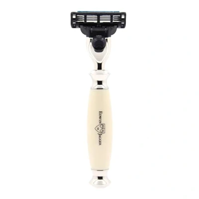 Obrázek Edwin Jagger Elfenbeinimitat Gillette Mach 3 holicí strojky, kroužek a koncové krytky poniklované