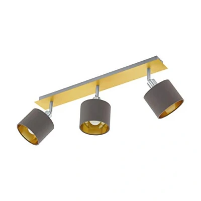 Obrázek EGLO stropní svítidlo Valbiano, se 3 žárovkami, zářič z kovu a textilu, lampa do chodby s mosazným kartáčováním, nikl matné, cappuccino, zlato, bodová světla E14