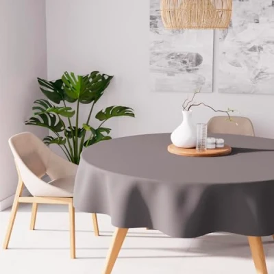 Obrázek Soleil d&#039;ocre Ubrus s ochranou proti skvrnám kulatý 180 cm ALIX šedý