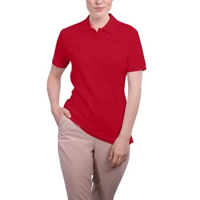Obrázek HRM dámské luxusní polotriko I Premium polotričko ze 100% bavlny Basic Polohkošile do 60 C stálobarevná Kvalitní &amp; udržitelné horní díly, Červená (Red 03 red)