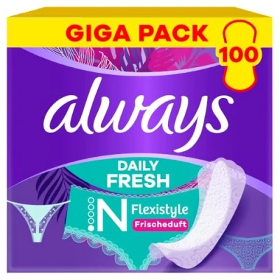 Obrázek Always Daily Fresh Slim Flexistyle Slipové vložky 100 kusů, se svěží vůní, ultratenké a vhodné pro všechny formy slip