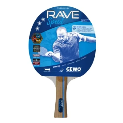 Obrázek GEWO Rave Speed pálka na stolní tenis kontrolovaná pro začátečníky kompletní raketa s reliéfem, vysoká kontrola a rychlost, konkávní, 2,0 mm silná houba