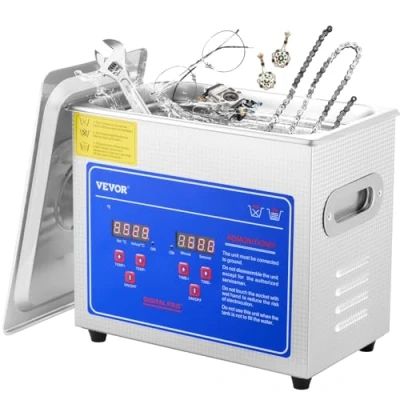 Obrázek VEVOR ultrazvukový čistič 3l přístroj čisticí Ultrasonic Cleaner s topením Digitální časovač pro skleničky Jewellery False Teeth Coins