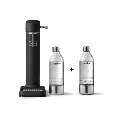 Obrázek Aarke Carbonator 3, výrobník sody z ušlechtilé oceli se 2 lahvemi bez BPA, matná černá povrchová úprava