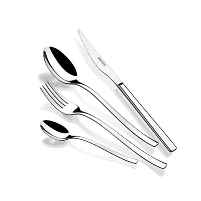 Obrázek Monix Genova Besteck Set, 24 teilig, mit Steakmesser, Edelstahl 18/10, modernes Design, glänzend poliert, Dicke 2,5 mm, für 6 Personen, Silber