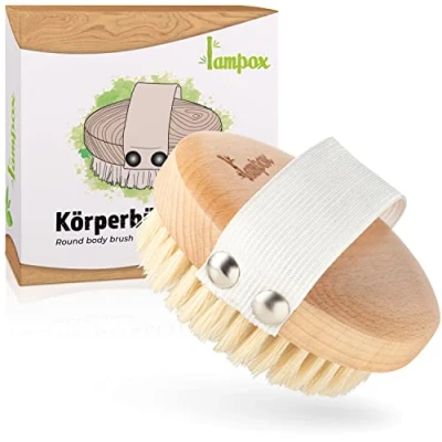 Obrázek lampox® kulatý kartáč na tělo, suchý kartáč, peelingový masážní peelingové pro odstranění odumřelé pokožky, zlepšuje lymfatické funkce