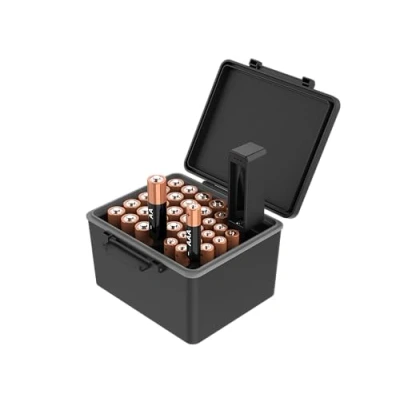 Obrázek JJC AAA AA Batterie Organizer Aufbewahrungskoffer mit Batterietester, Wasserabweisender Hartschalen Batterien abnehmbarem Batterieprüfer, hält 20 und 14