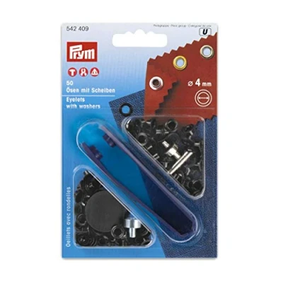 Obrázek Prym 542409 Ösen und Scheiben Messing 4,0 mm brüniert, metal, 4