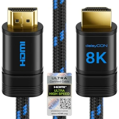 Obrázek deleyCON 2m 8K HDMI 2. 1 kabel (48G, ULTRA Highspeed) 8K@60Hz 4K@120Hz 2K@144Hz/165Hz EARC HDCP 3/2. 2 kompatibilní s DTS: X Dynamický HDR Dolby Atmos TV PS5 Xbox Soundbar Monitor