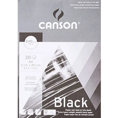 Obrázek Canson Arts Black rýsovací papír, 20 listů Extra Bílá, černá (Jet Black)