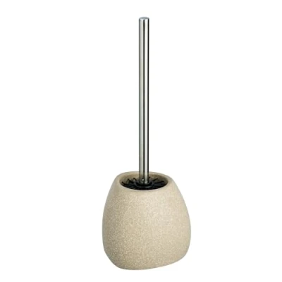 Obrázek WENKO Keramik WC Garnitur Mod. Pion hygienische Silikonbürste selbstreinigend in dreieckiger Form für Bad und Gäste Maße 12,5 x 38,5 12 cm Farbe beige