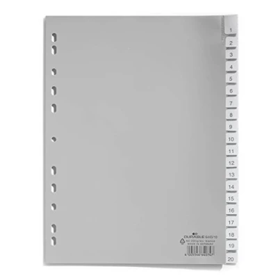 Obrázek Durable Registr pořadačů z PP (Tabe blanko, pro A4) 20 listů, šedý, 644310