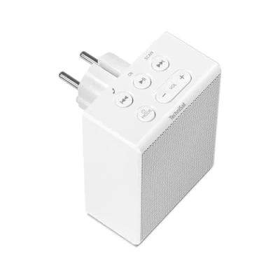 Obrázek TechniSat VIOLA Zásuvkové rádio kompaktní FM do zásuvky (Bluetooth, handsfree, tlačítka pro ovládání zblízka, 30 favoritů paměť, 1,5 W mono reproduktor) bílé