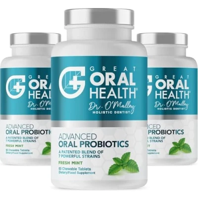 Obrázek Oral Probiotics for Mouth Bad Breath Treatment Adults: Dentist Formulated BLIS K12 M18 Advanced Teeth and Gums, 60 Chewable Supplement Tablety (Mint 3pk)