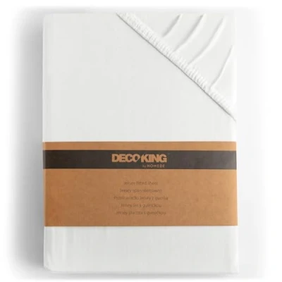 Obrázek napínací prostěradlo od DecoKing, 100% bavlna, žerzejové na pružinovou postel, White Amber Collection, bílá, 200x220 220x240