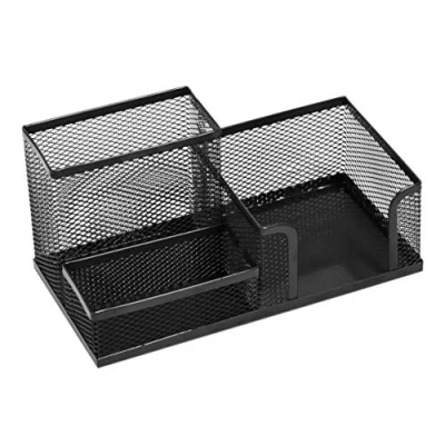 Obrázek LEVIATAN organizér na psací stůl držák tužky, stůl, stolní z kovu kancelářská odkládací plocha s držákem lístečky Mesh 205 x 103 98 mm, černá barva