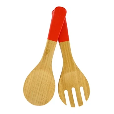 Obrázek Fackelmann 30189 Salatbesteck aus Bambus, 23 x 7,2 1,2 cm, Braun und Rot