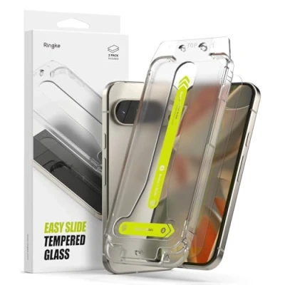 Obrázek Ringke Easy Slide Glass [2 kusy] Kompatibilní s Google Pixel 9 Pro / pancéřové sklo ochranná fólie instalačním nástrojem, HD kvalita tvrdost 9H tvrzené sklo, ochrana displeje