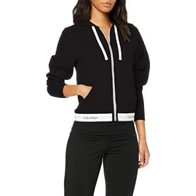 Obrázek Calvin Klein dámský top Hoodie Full Zip s kapucí, zip, černá, L, černá