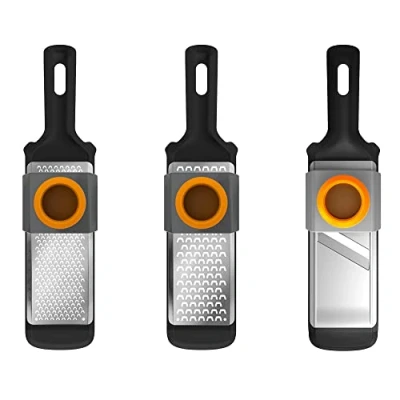 Obrázek Fiskars Gemüsehobel und reiben Set, 3 teilig, Metall/Kunststoff, Functional Form, 1014414, Schwarz/Orange