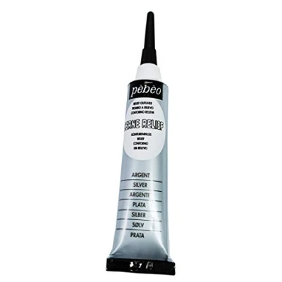 Obrázek Pebeo 774100 Vitrail barva na sklo obrysová pasta 20 ml tuba blistrové balení, stříbrná